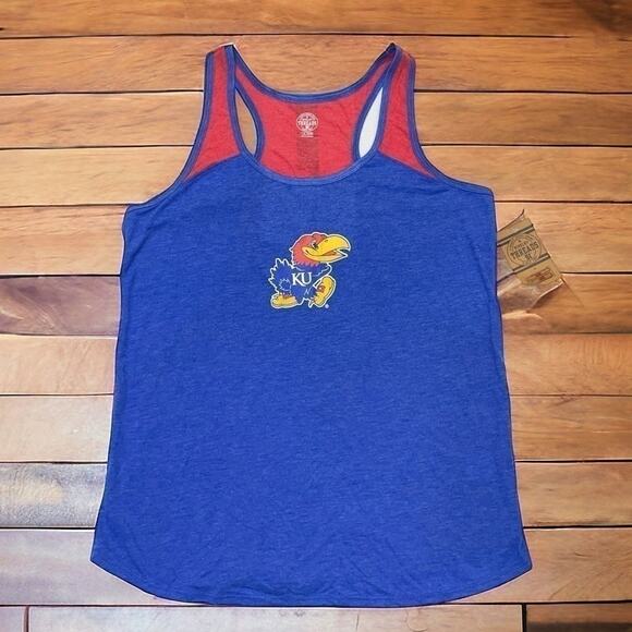 KU Jayhawks Tank Top Size XL Royal blue red racerback Kansas University sporty - Picture 2 of 8